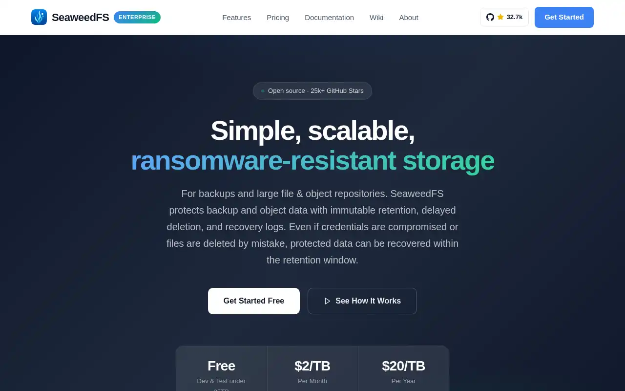 SeaweedFS Landing Page