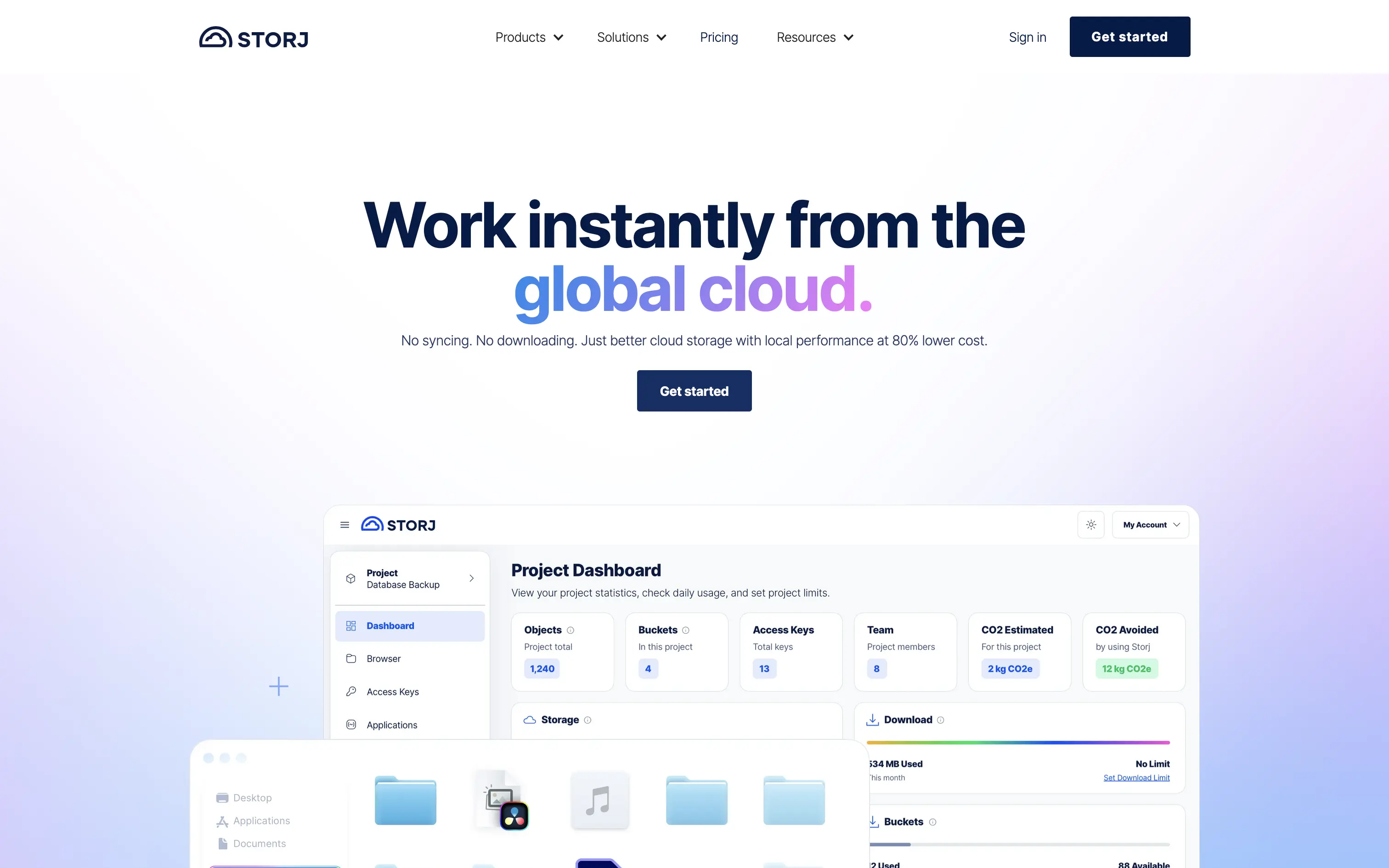 Storj Landing Page